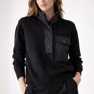 MNG Mango Scandi Minimal Black Knit Henley XS